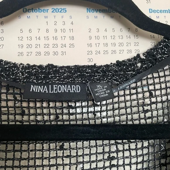 Nina Leonard Black and White Mesh Top - Picture 3 of 5